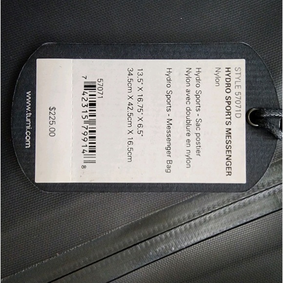 TUMI - Rare Hydro Sports Waterproof Large Messenger Shoulder Bag Black/Grey-Men - Picture 7 of 12